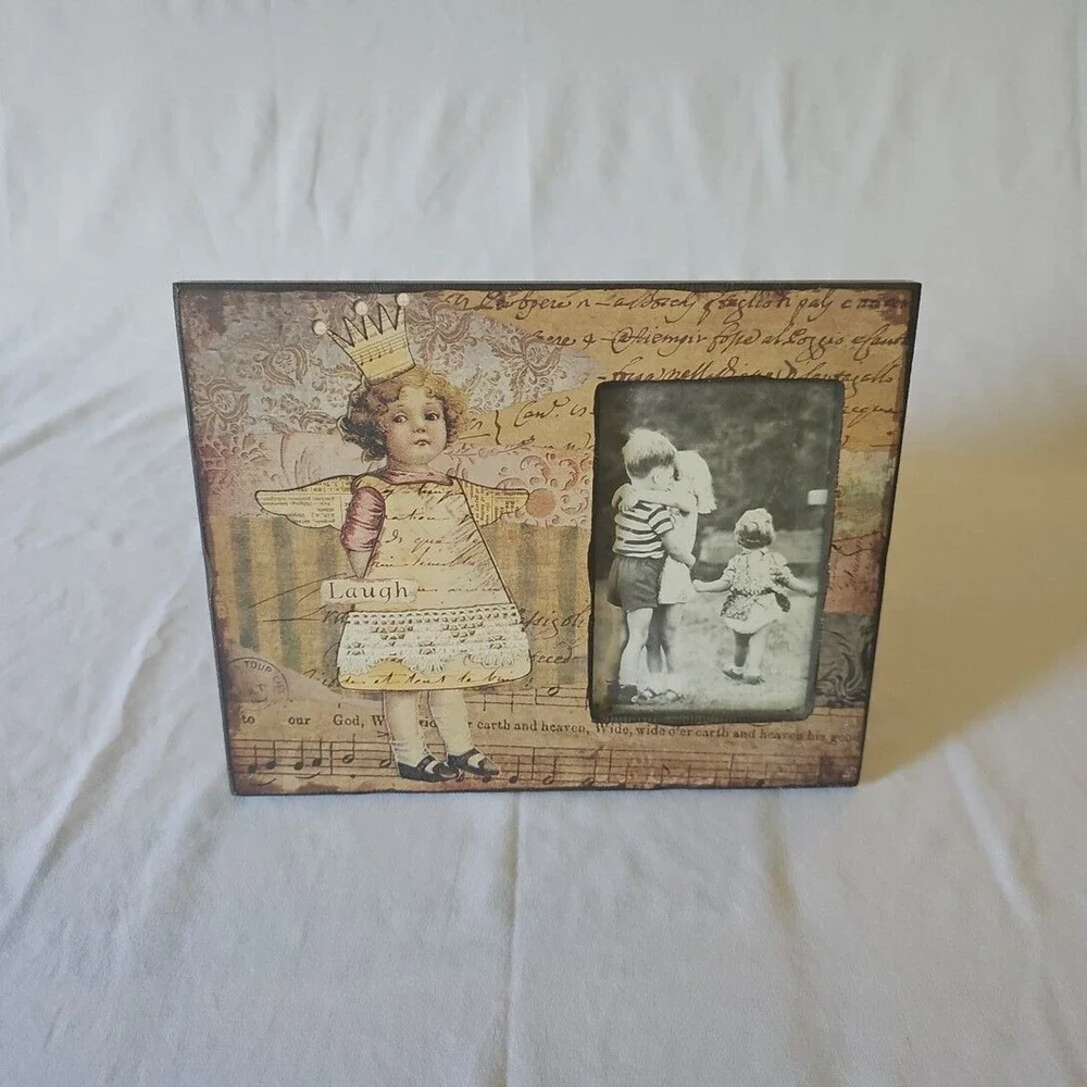Classic Antique-Style Angel Laugh‎ Music Note Brown Picture Frame fits 3x5 photo